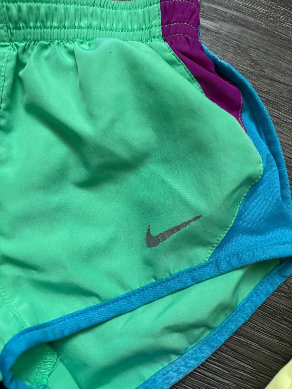 Nike Girls' Neon Green, Teal & Yellow Athletic Shorts Set